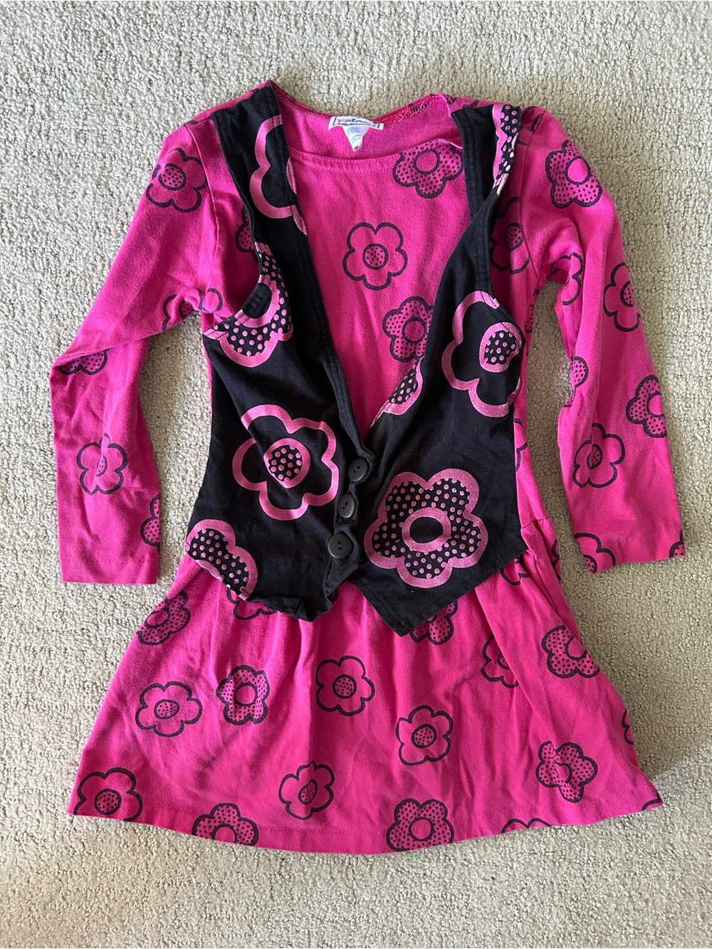 Y2K girls pink flower dress size small 6/7 vintage